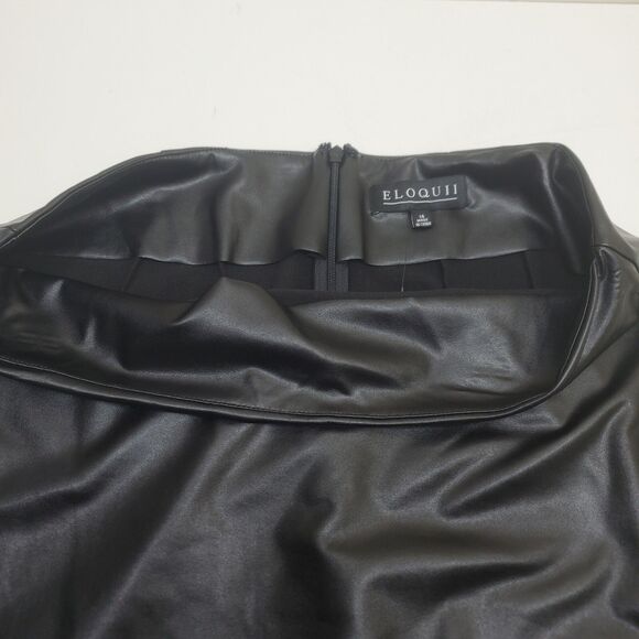 Eloquii Faux Leather Black Pencil Midi Skirt Women's Size 14 Party Event NWT - Picture 5 of 15